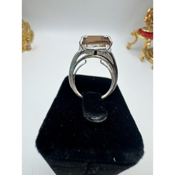 Fashion Art Deco Style NRT Crystal Filigree Sz 10.5 Statement Silver Tone Ring - Picture 5 of 12